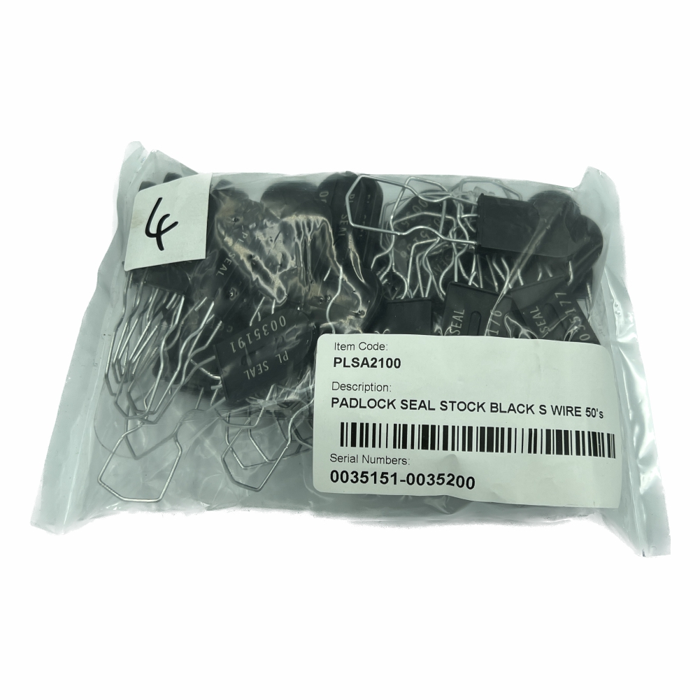 Padlock Security Seals, Scored Wire, Black, 50's