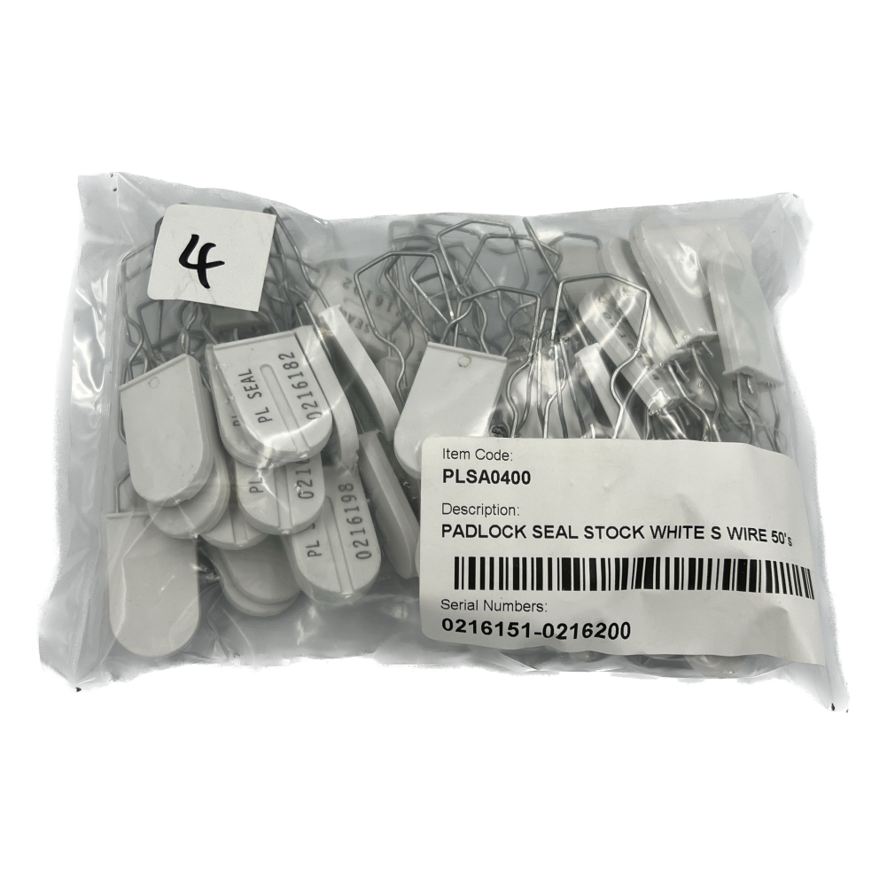Padlock Security Seals, Scored Wire, White, 50's